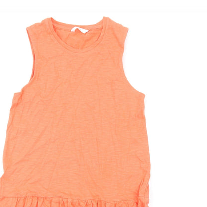 Marks and Spencer Girls Orange Cotton A-Line Size 10-11 Years Round Neck Pullover