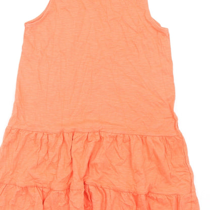 Marks and Spencer Girls Orange Cotton A-Line Size 10-11 Years Round Neck Pullover