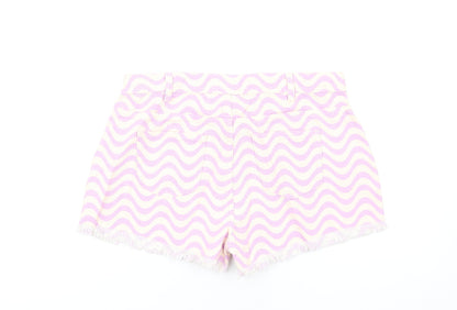 Marks and Spencer Girls Purple Geometric Cotton Cut-Off Shorts Size 15-16 Years Regular Zip