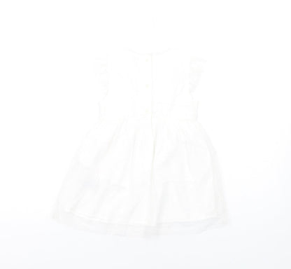 Marks and Spencer Girls White PLA Fibre Tutu Dress Size 18-24 Months Round Neck Button