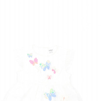 Marks and Spencer Girls White PLA Fibre Tutu Dress Size 18-24 Months Round Neck Button