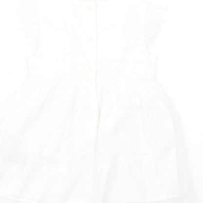 Marks and Spencer Girls White PLA Fibre Tutu Dress Size 18-24 Months Round Neck Button