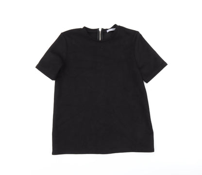 Womens UK Size S Zara Black Basic T-Shirt