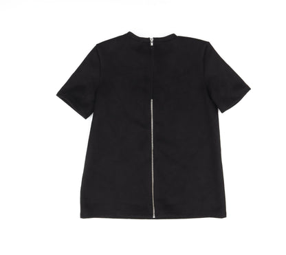 Womens UK Size S Zara Black Basic T-Shirt