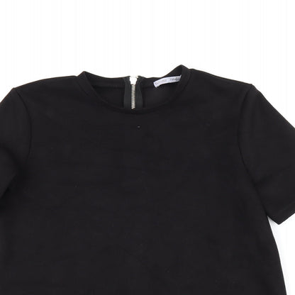Womens UK Size S Zara Black Basic T-Shirt