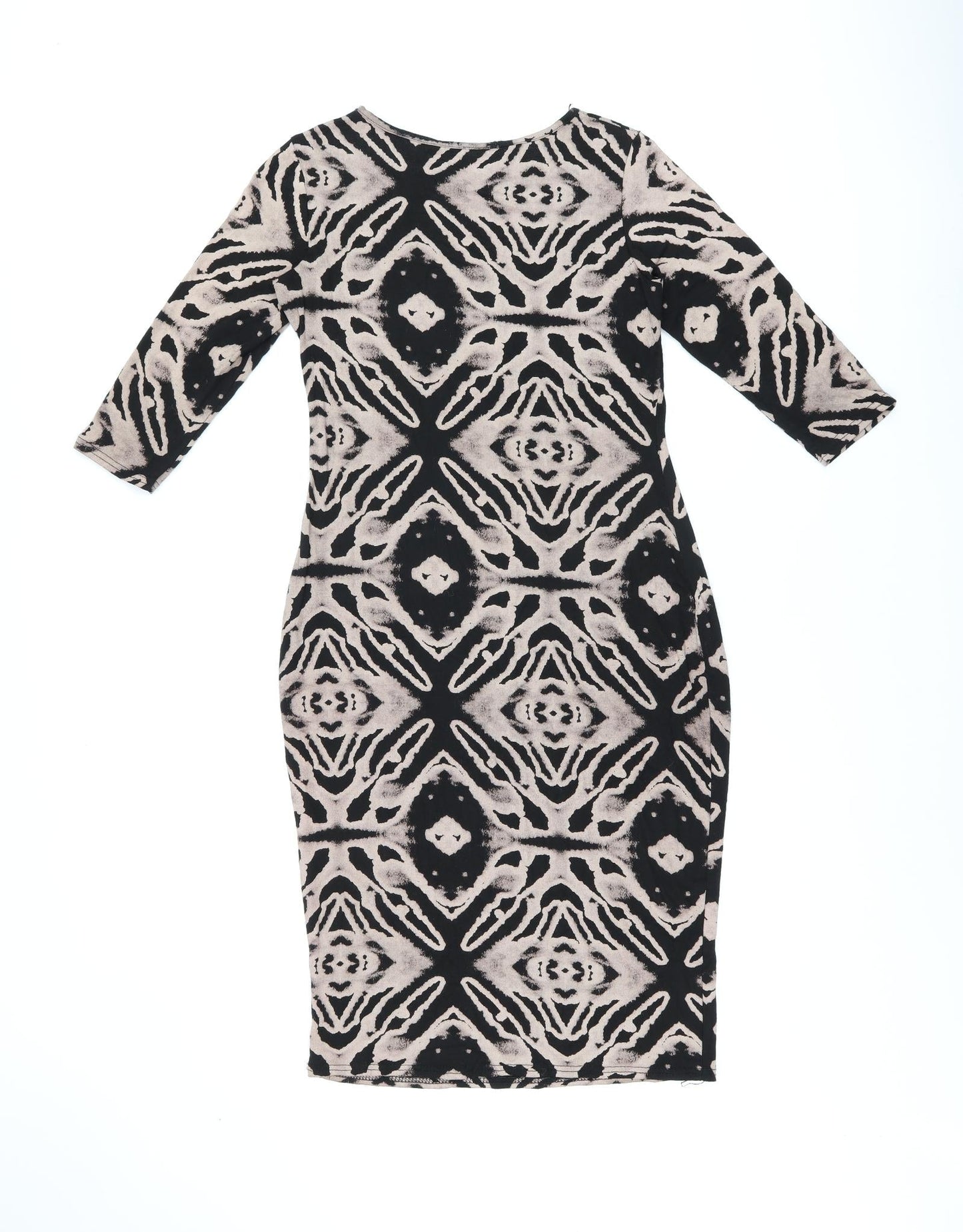 Izabel London Womens Black Tie Dye Viscose Bodycon Size 12 Round Neck Pullover