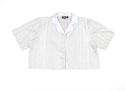 Loungeable Womens Silver Polyester Basic Button-Up Size 12 Collared