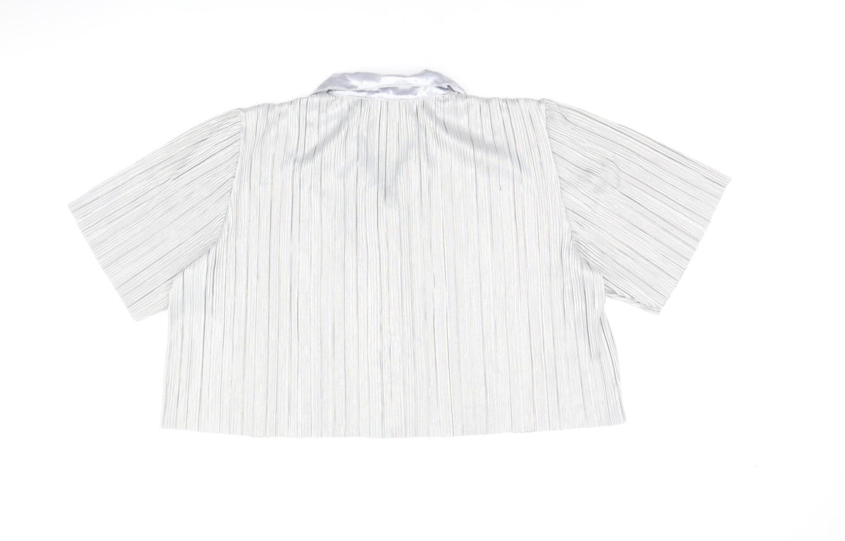 Loungeable Womens Silver Polyester Basic Button-Up Size 12 Collared