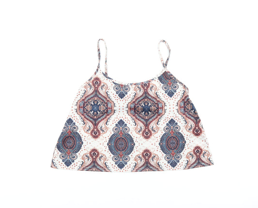 Boohoo Womens Multicoloured Geometric Polyester Camisole T-Shirt Size 14 Scoop Neck