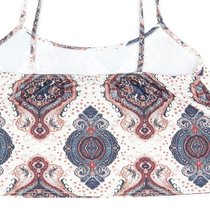 Boohoo Womens Multicoloured Geometric Polyester Camisole T-Shirt Size 14 Scoop Neck