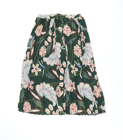 Anthony Studio Womens Green Floral Polyester Swing Skirt Size M