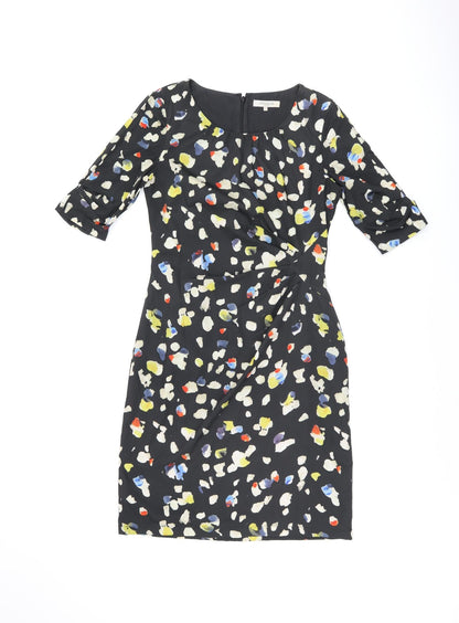 Great Plains Womens Black Geometric Polyester Bodycon Size S Round Neck Zip