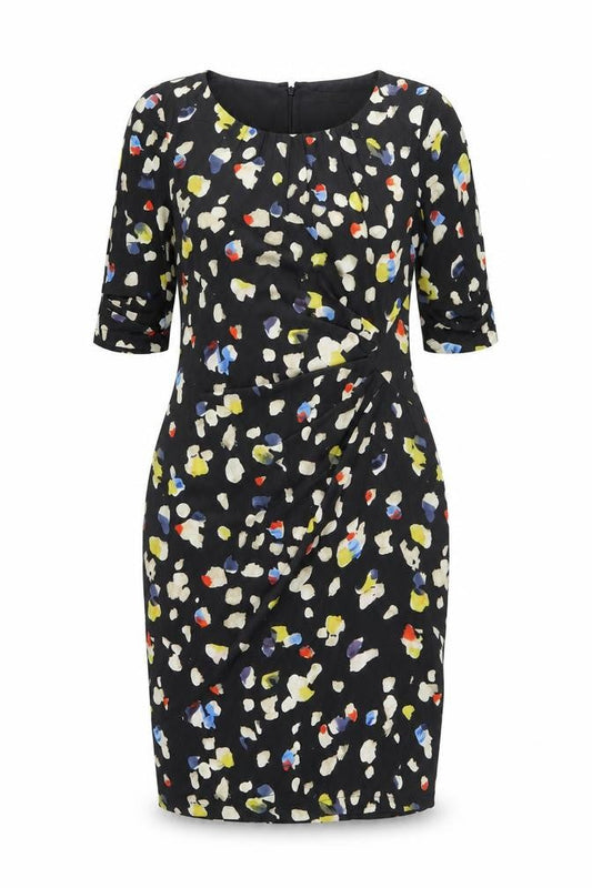 Great Plains Womens Black Geometric Polyester Bodycon Size S Round Neck Zip