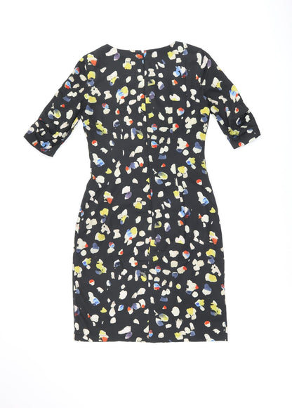Great Plains Womens Black Geometric Polyester Bodycon Size S Round Neck Zip