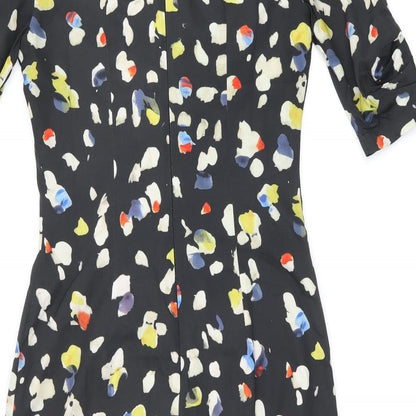 Great Plains Womens Black Geometric Polyester Bodycon Size S Round Neck Zip