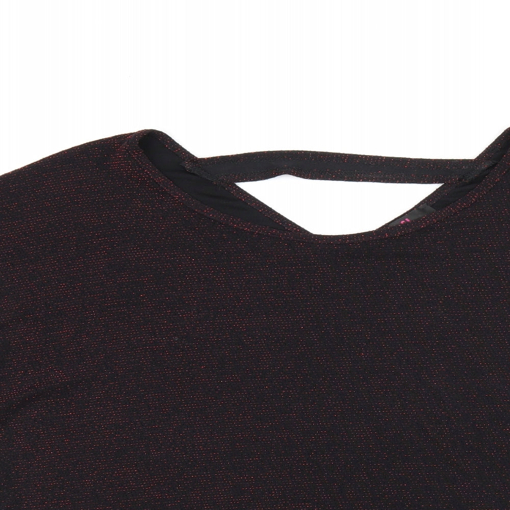 Womens UK Size 16 Simon Jeffrey Black Basic T-Shirt