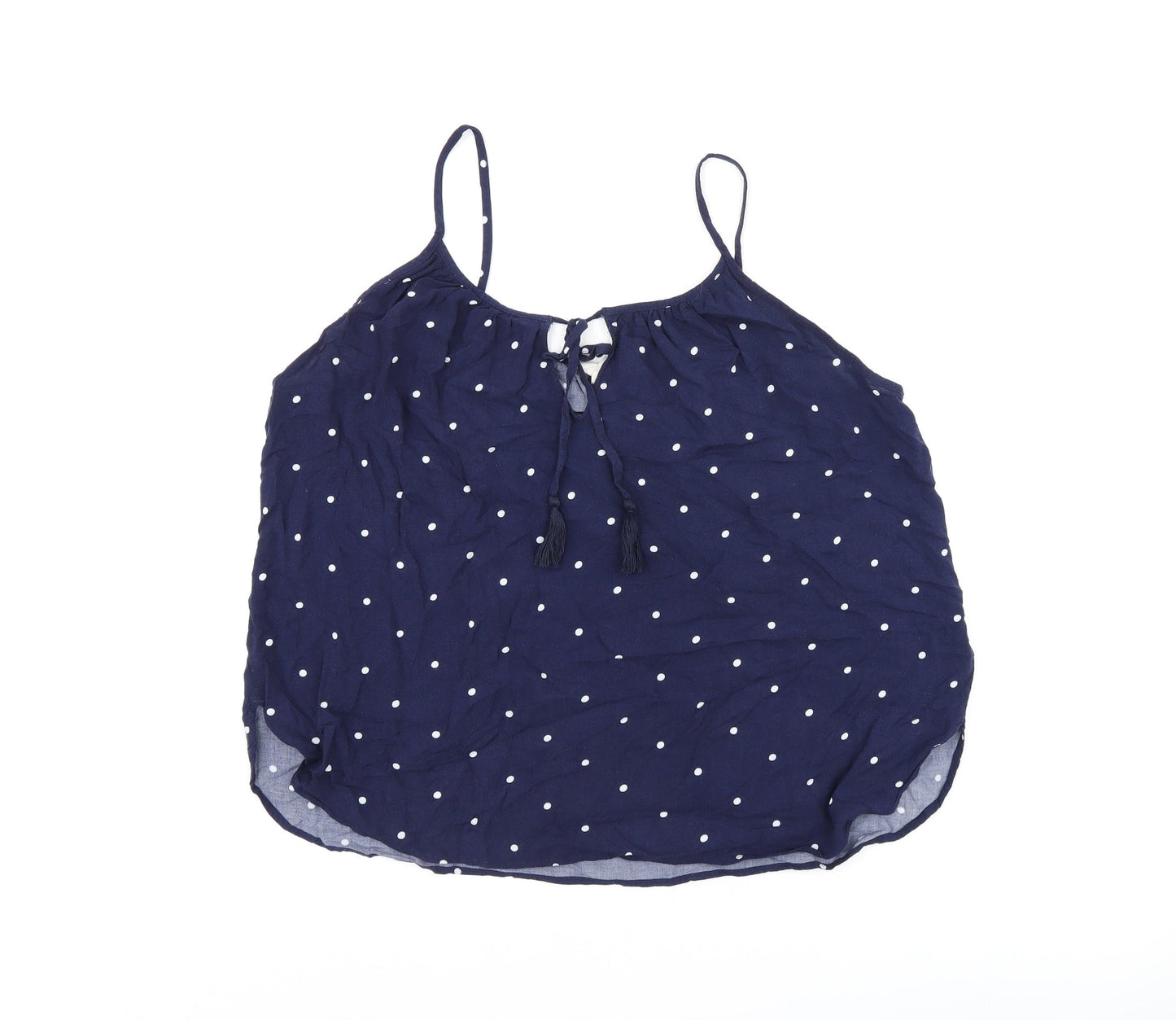 L.O.G.G Womens Blue Polka Dot Viscose Camisole T-Shirt Size 10 Scoop Neck