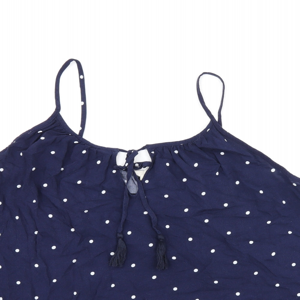 L.O.G.G Womens Blue Polka Dot Viscose Camisole T-Shirt Size 10 Scoop Neck