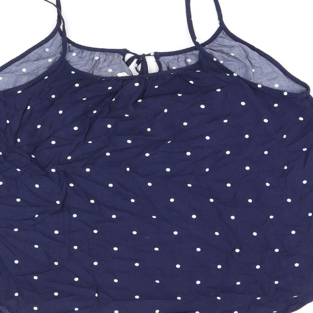 L.O.G.G Womens Blue Polka Dot Viscose Camisole T-Shirt Size 10 Scoop Neck