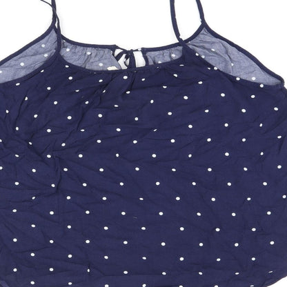 L.O.G.G Womens Blue Polka Dot Viscose Camisole T-Shirt Size 10 Scoop Neck