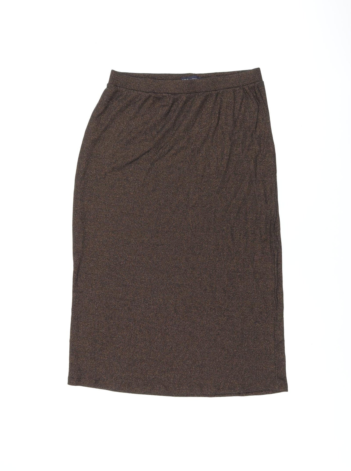 Marks and Spencer Womens Brown Cotton Straight & Pencil Skirt Size 12