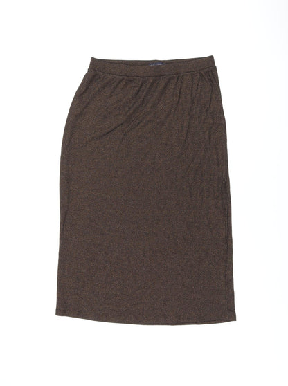 Marks and Spencer Womens Brown Cotton Straight & Pencil Skirt Size 12