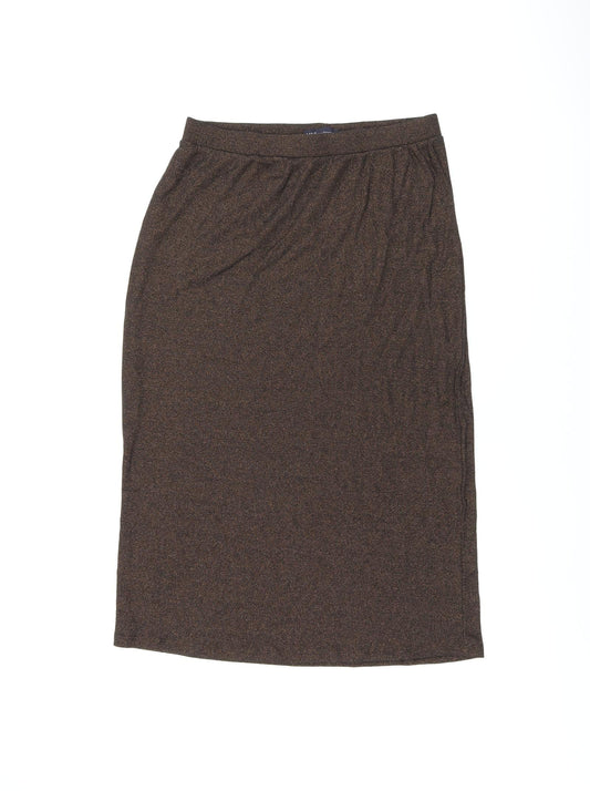 Marks and Spencer Womens Brown Cotton Straight & Pencil Skirt Size 12