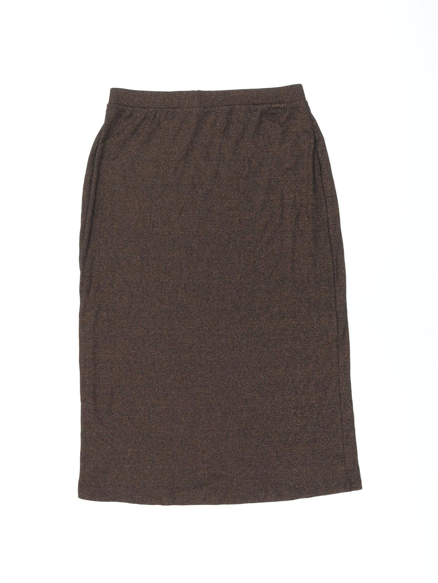 Marks and Spencer Womens Brown Cotton Straight & Pencil Skirt Size 12