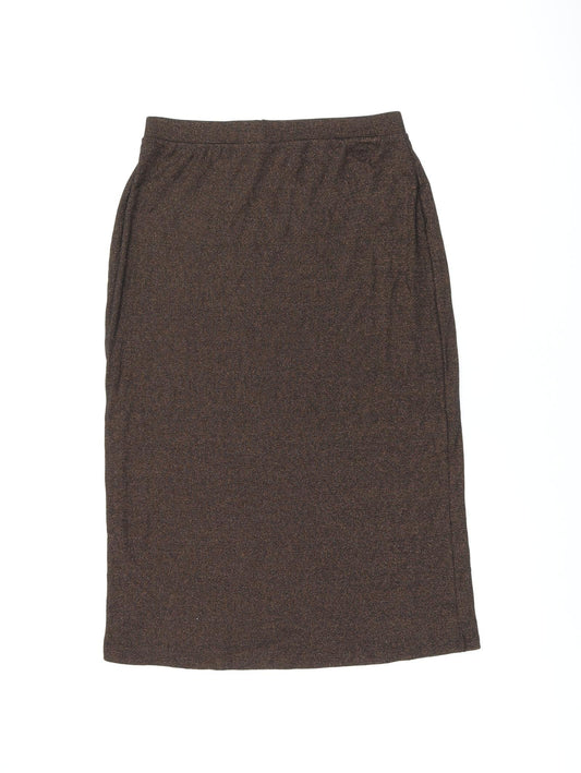 Marks and Spencer Womens Brown Cotton Straight & Pencil Skirt Size 12