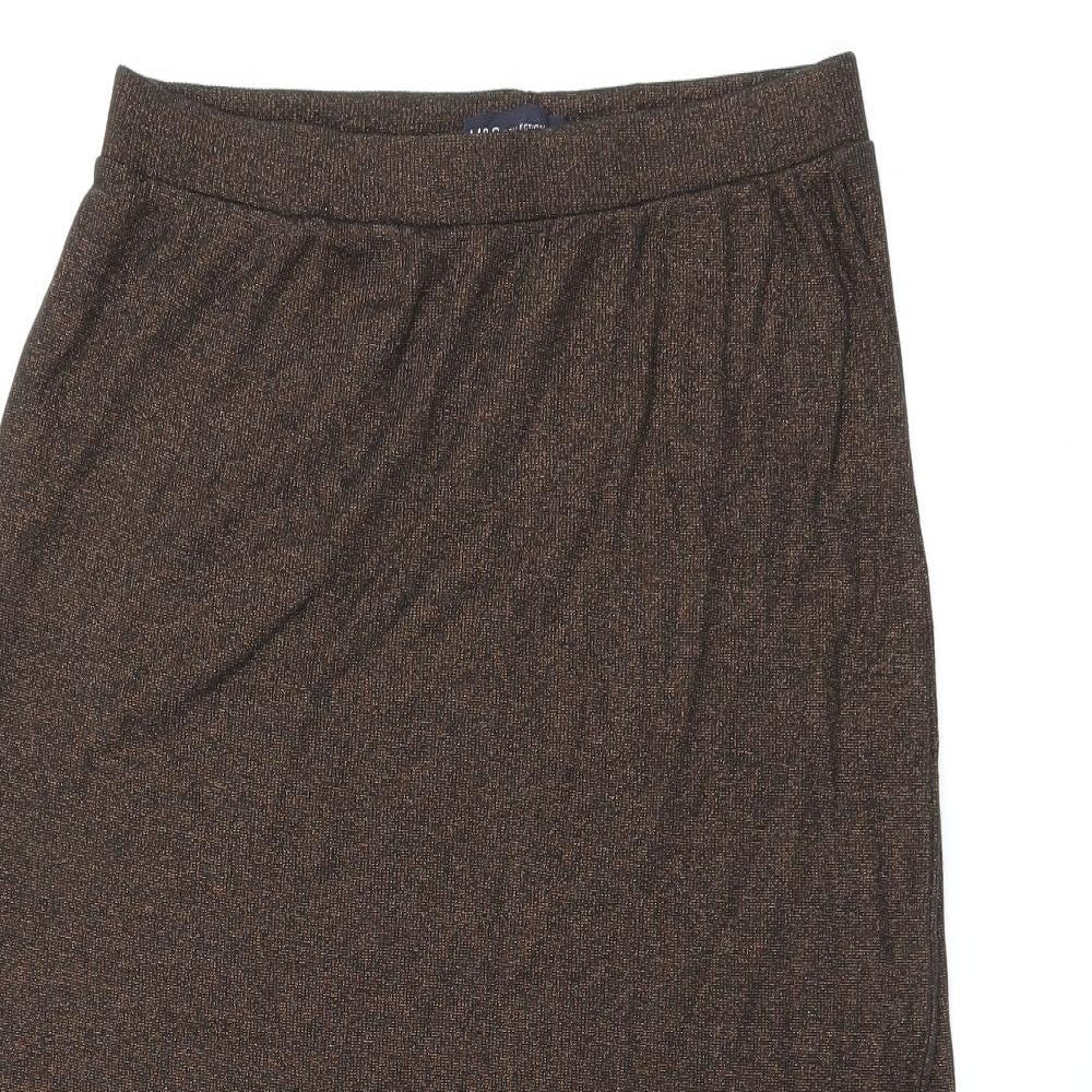 Marks and Spencer Womens Brown Cotton Straight & Pencil Skirt Size 12