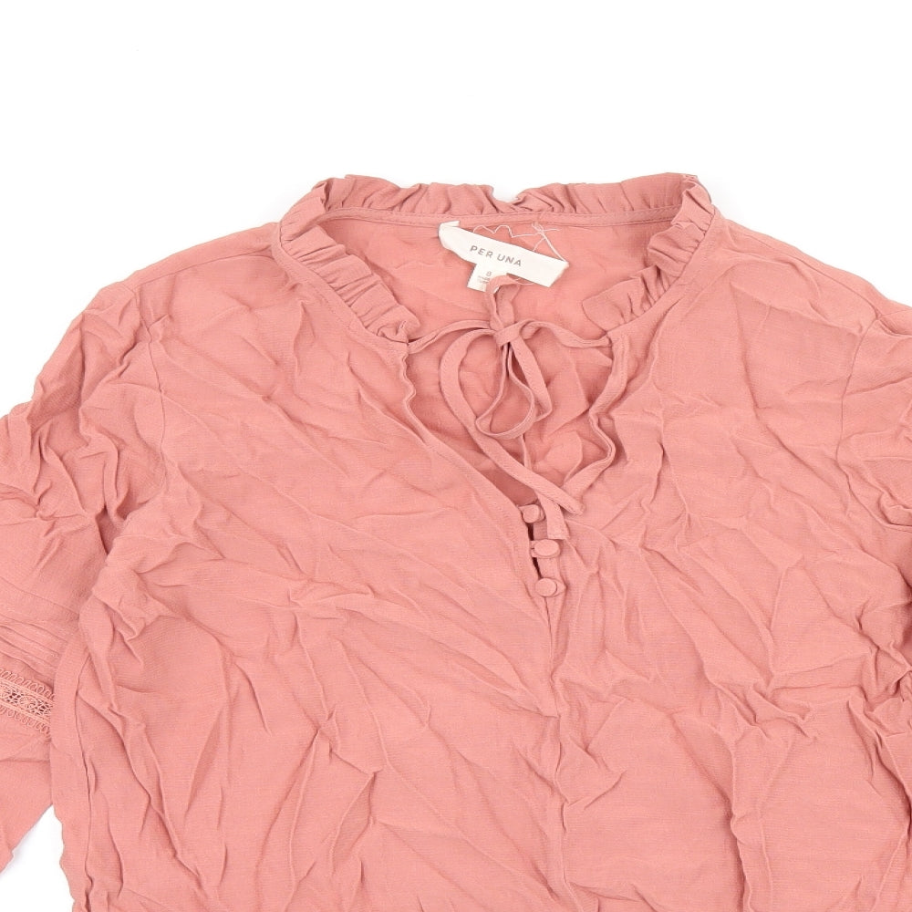 Womens UK Size 8 Per Una Pink Basic Blouse