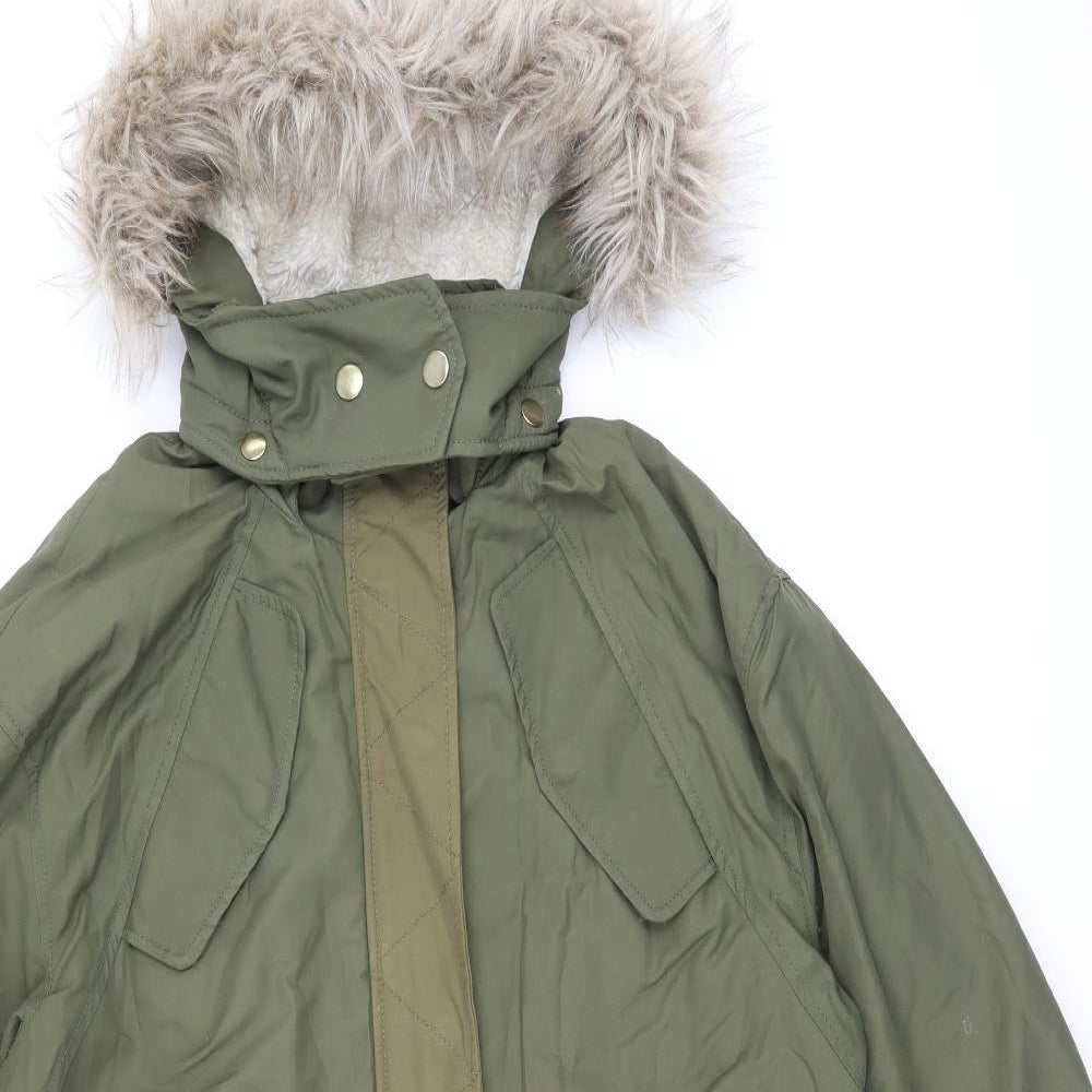 Womens UK Size XS H&M Green Parka Coat