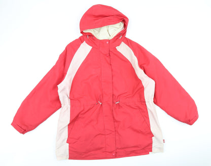 BM Womens Red Overcoat Coat Size L Zip