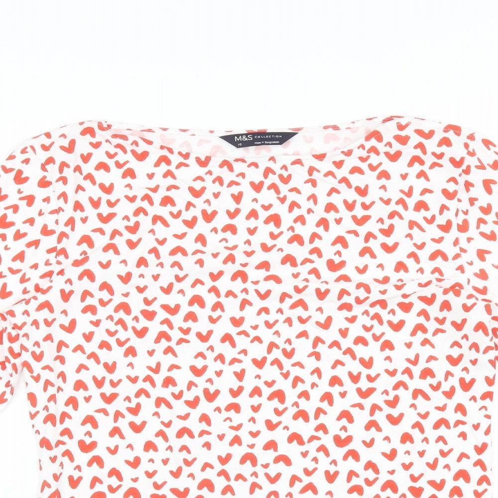 Womens UK Size 10 Marks and Spencer White Basic T-Shirt