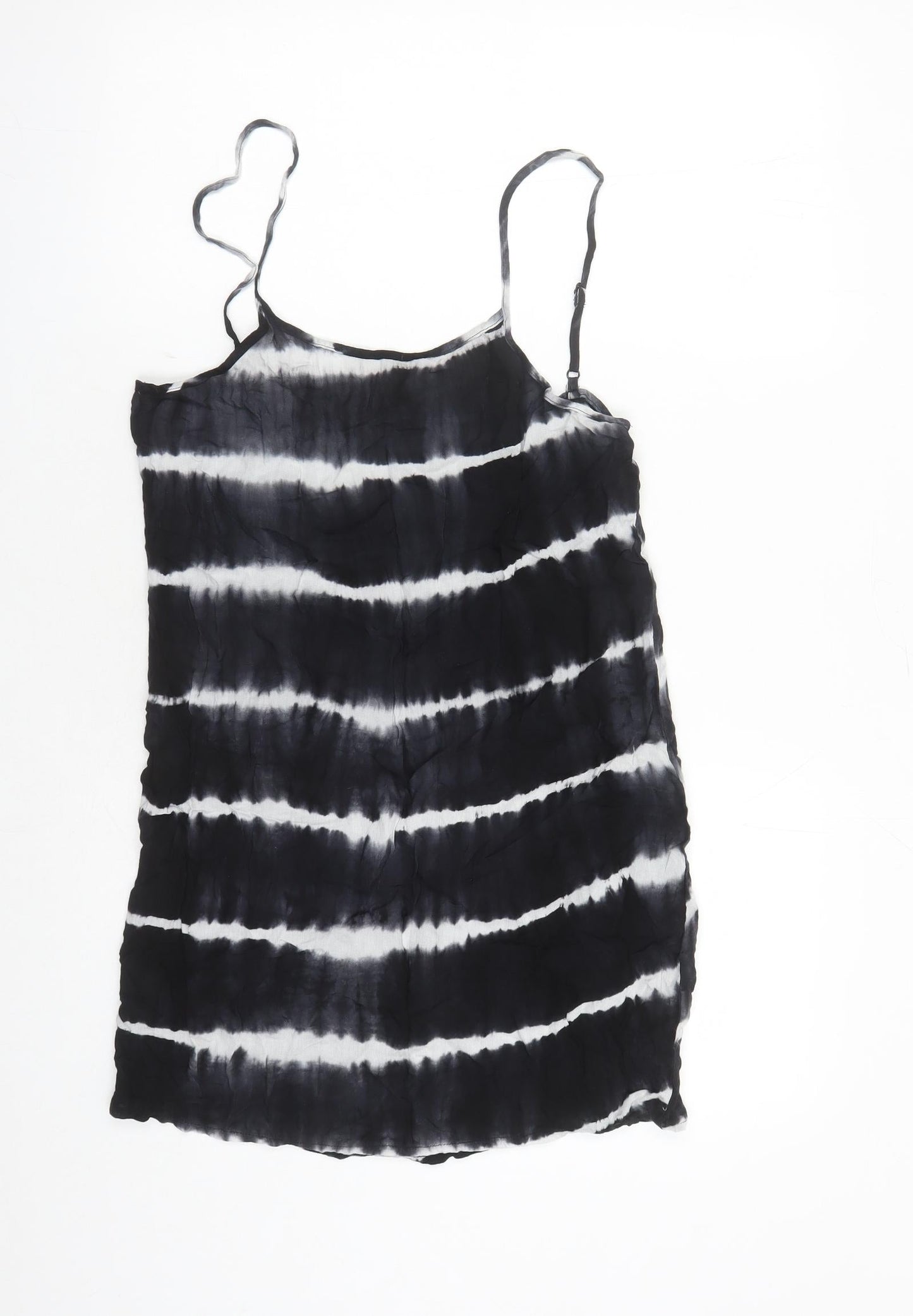 Missguided Womens Black Tie Dye Polyester Slip Dress Size M Round Neck Pullover