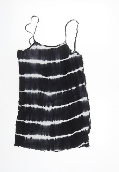Missguided Womens Black Tie Dye Polyester Slip Dress Size M Round Neck Pullover
