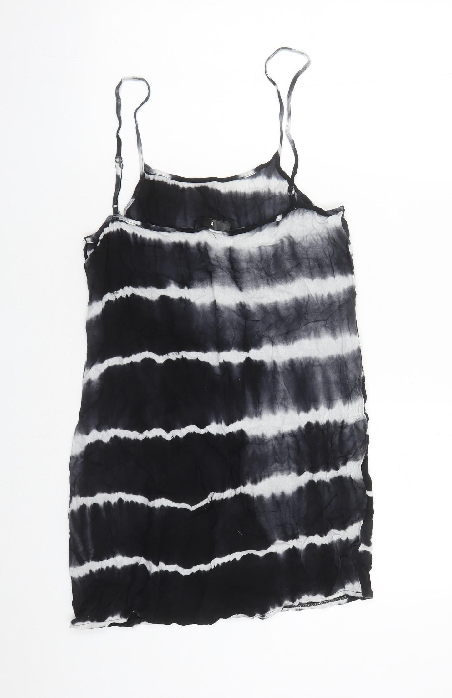 Missguided Womens Black Tie Dye Polyester Slip Dress Size M Round Neck Pullover