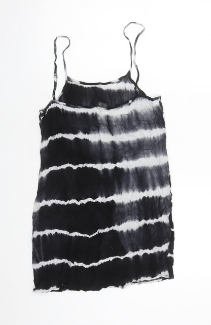 Missguided Womens Black Tie Dye Polyester Slip Dress Size M Round Neck Pullover