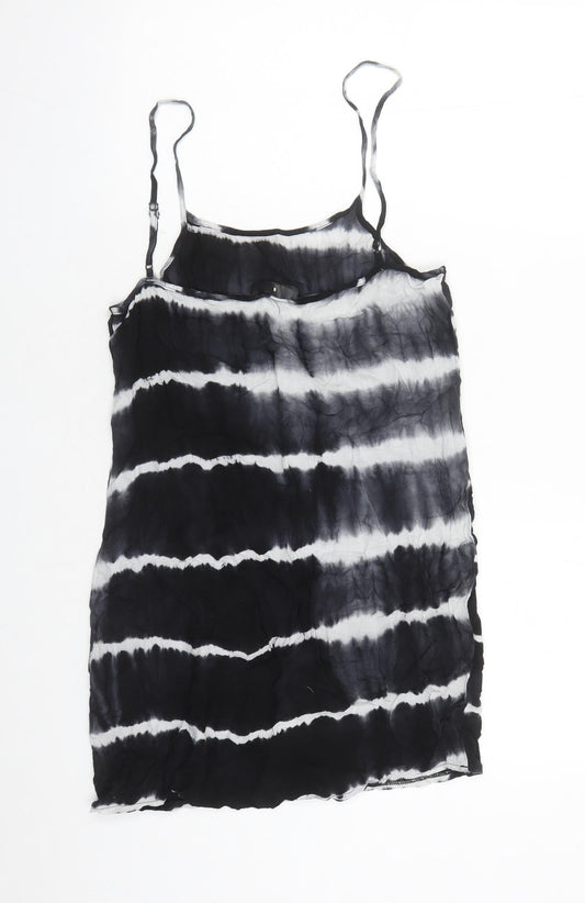 Missguided Womens Black Tie Dye Polyester Slip Dress Size M Round Neck Pullover
