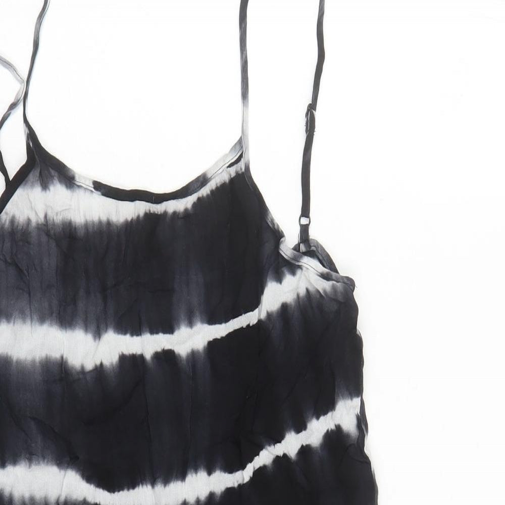 Missguided Womens Black Tie Dye Polyester Slip Dress Size M Round Neck Pullover