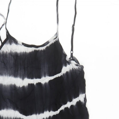 Missguided Womens Black Tie Dye Polyester Slip Dress Size M Round Neck Pullover