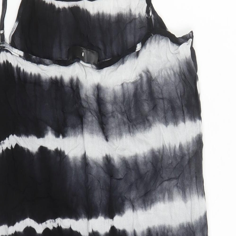 Missguided Womens Black Tie Dye Polyester Slip Dress Size M Round Neck Pullover