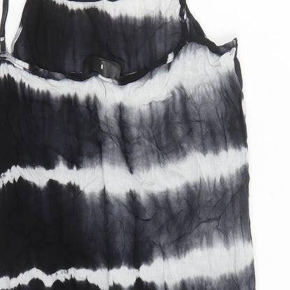Missguided Womens Black Tie Dye Polyester Slip Dress Size M Round Neck Pullover