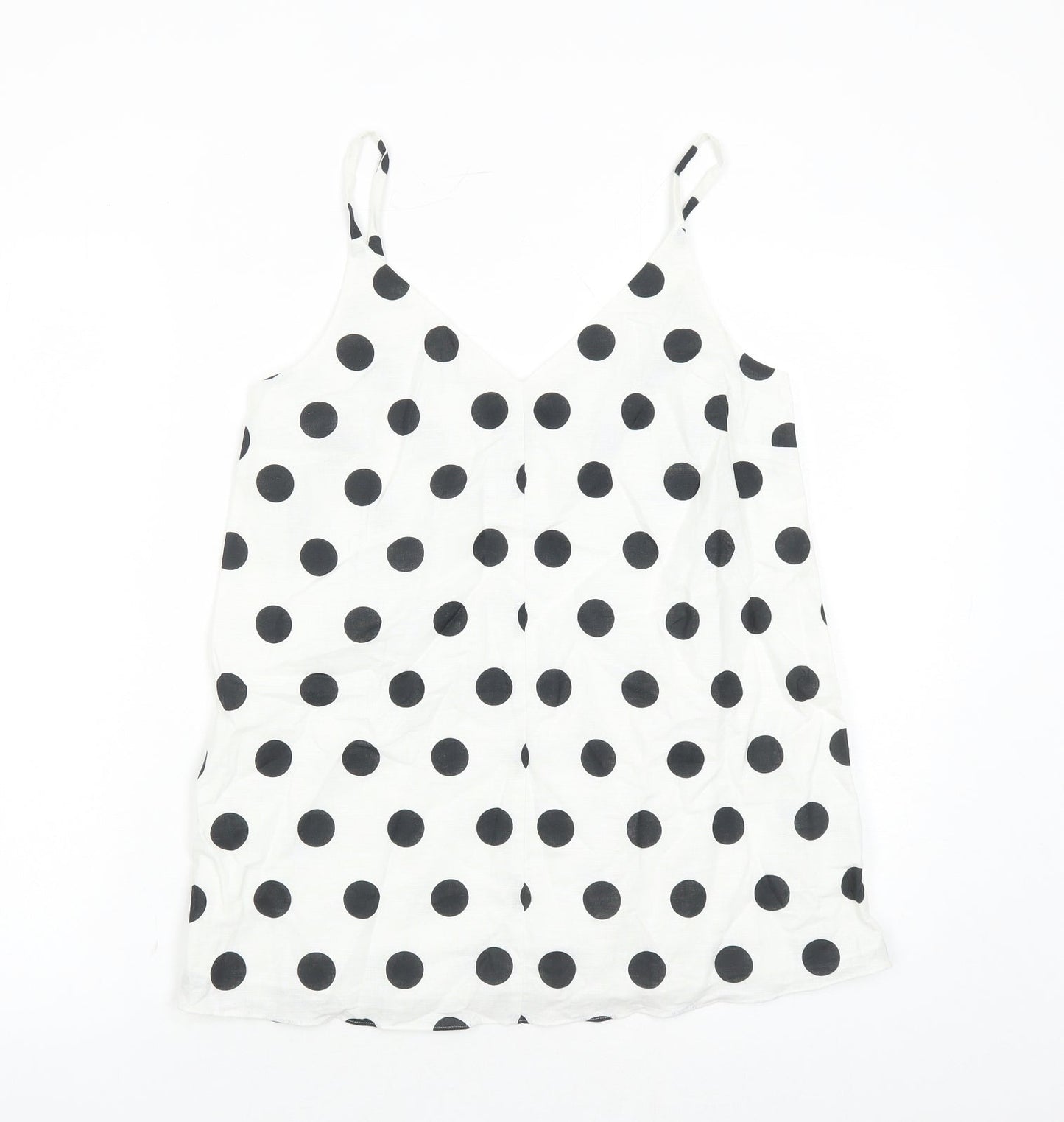 Marks and Spencer Womens White Polka Dot Flax Camisole Tank Size 6 V-Neck - Lined