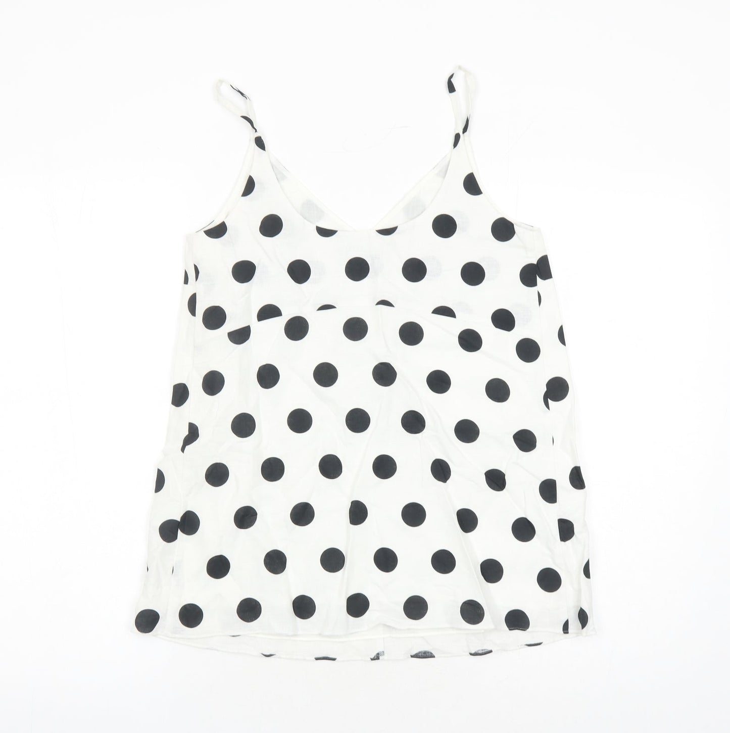 Marks and Spencer Womens White Polka Dot Flax Camisole Tank Size 6 V-Neck - Lined
