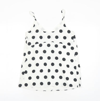 Marks and Spencer Womens White Polka Dot Flax Camisole Tank Size 6 V-Neck - Lined