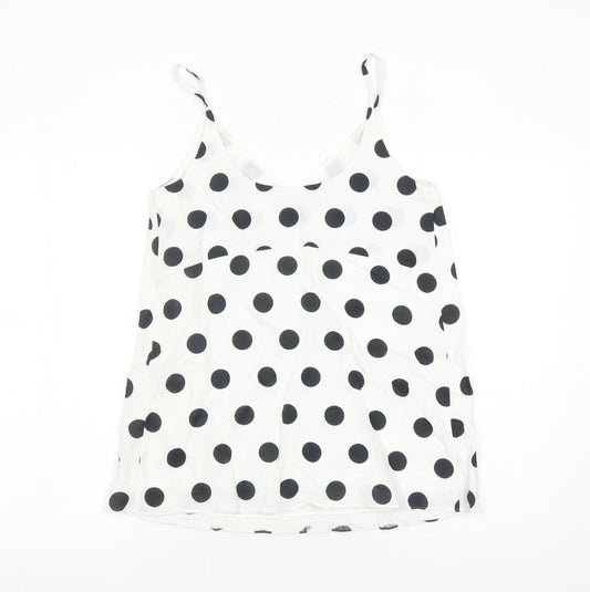 Marks and Spencer Womens White Polka Dot Flax Camisole Tank Size 6 V-Neck - Lined
