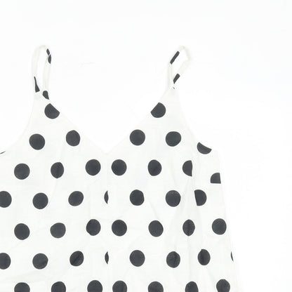 Marks and Spencer Womens White Polka Dot Flax Camisole Tank Size 6 V-Neck - Lined