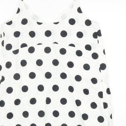 Marks and Spencer Womens White Polka Dot Flax Camisole Tank Size 6 V-Neck - Lined