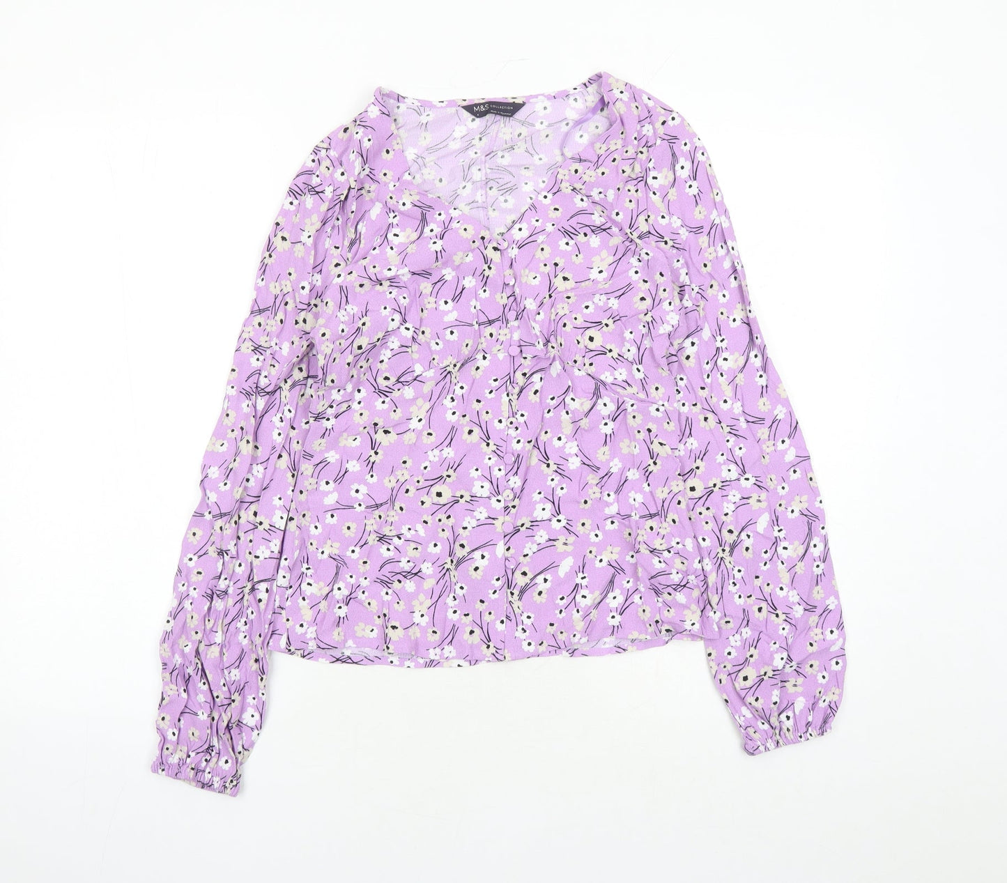 Womens UK Size 6 Marks and Spencer Purple Basic Button-Up